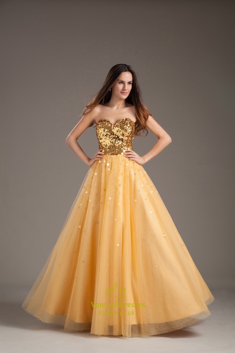 Sequined Herzausschnitt Tulle Prinzessinnen Abendkleid
