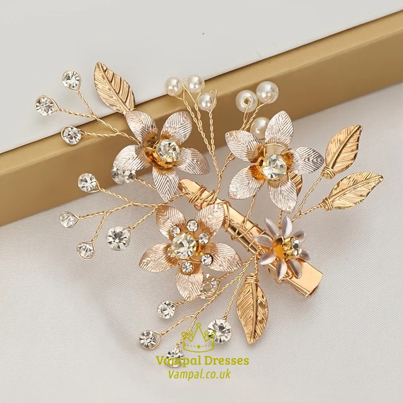 Gold Floral Bridal Hair Accessories For Special Occasions