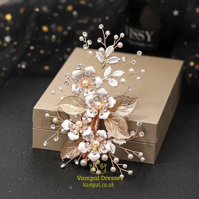 Crystal Floral Hairpiece For Bridal Beauty