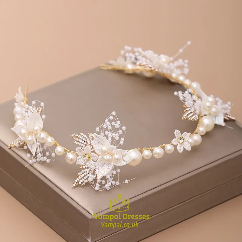 Crystal Pearl Bridal Tiara Headband For Weddings And Parties