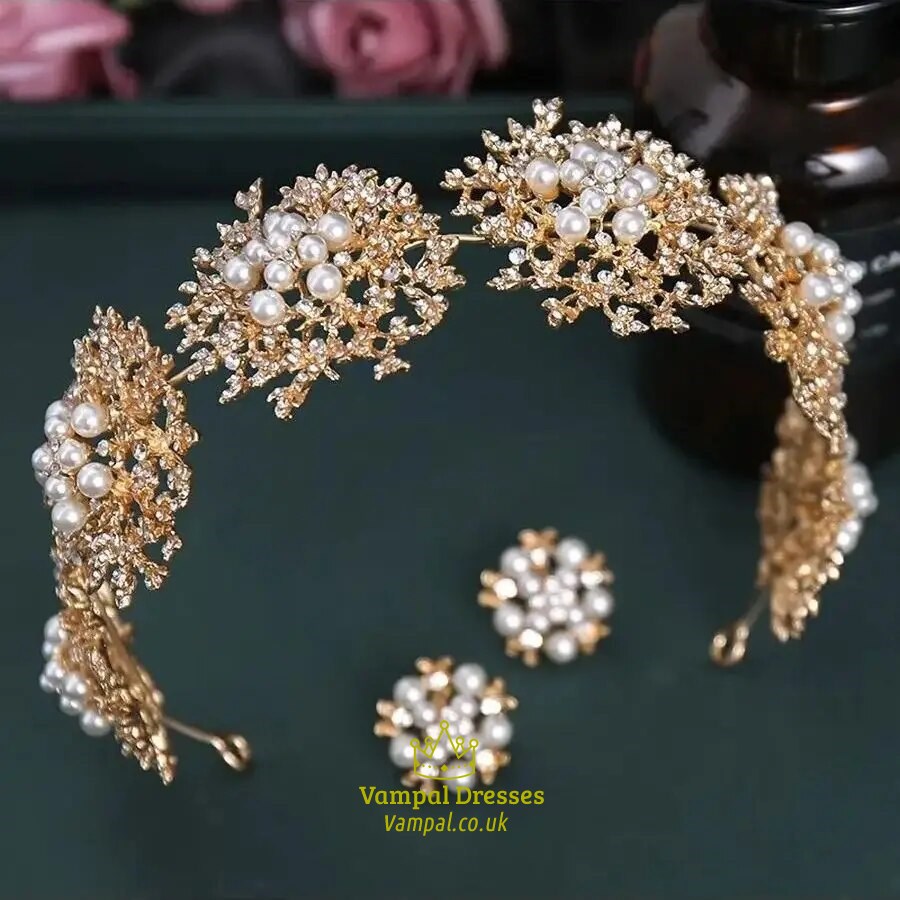 Baroque Pearl & Crystal Bridal Headband - Regal Wedding Hair Accessory