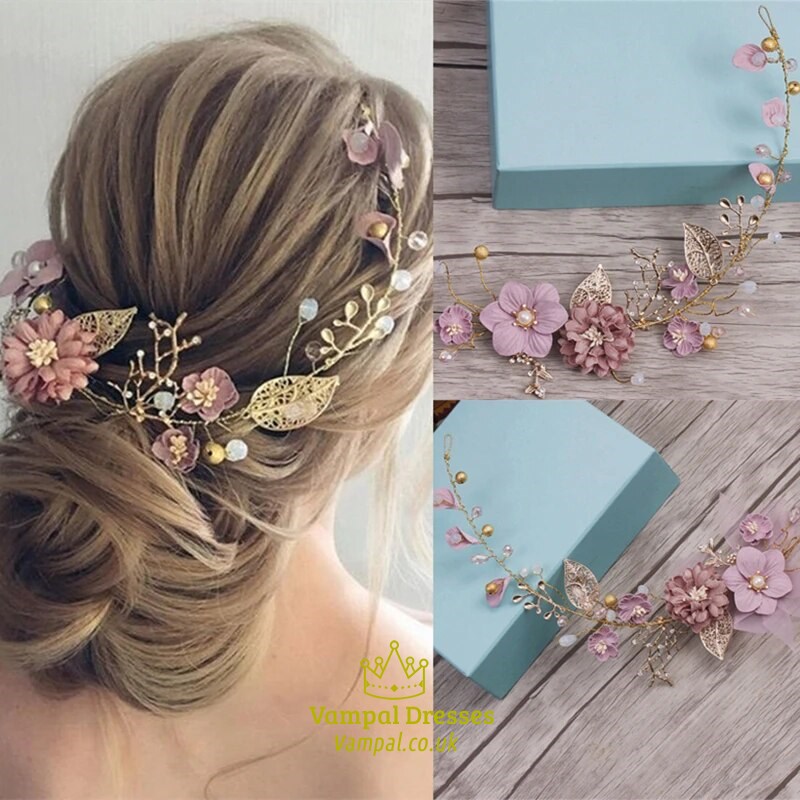 Florales rosa Braut-Haarband für bezaubernde Hochzeiten