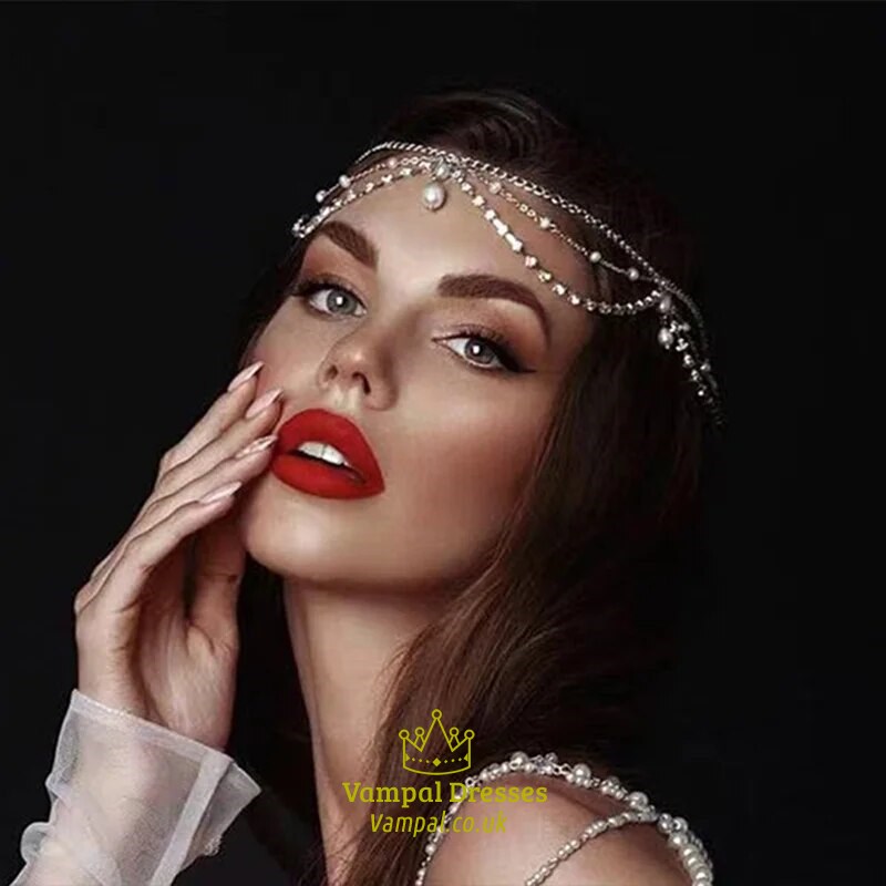 Mehrschichtiges Haarband mit Bohemian Strass-Anhänger und Imitationsperlen
