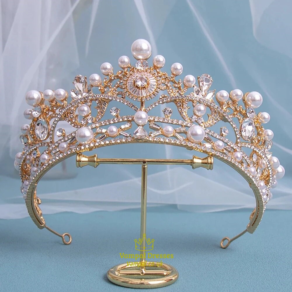 Rhinestone Pearl Tiaras Bridal Hair Accessories For Weddings