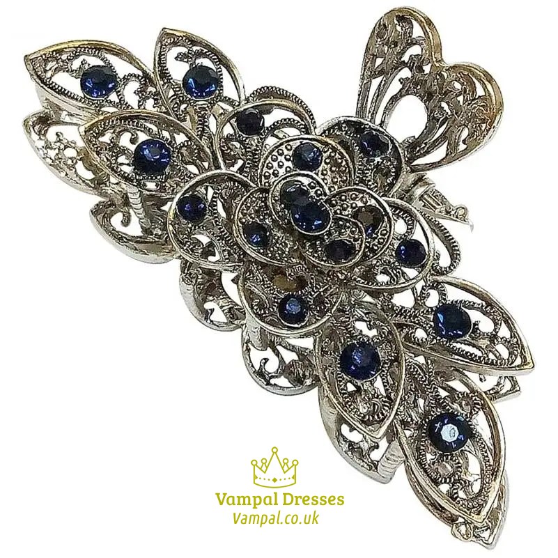 Rhinestone Crystal Flower Hair Claws – Retro Hair Accessory