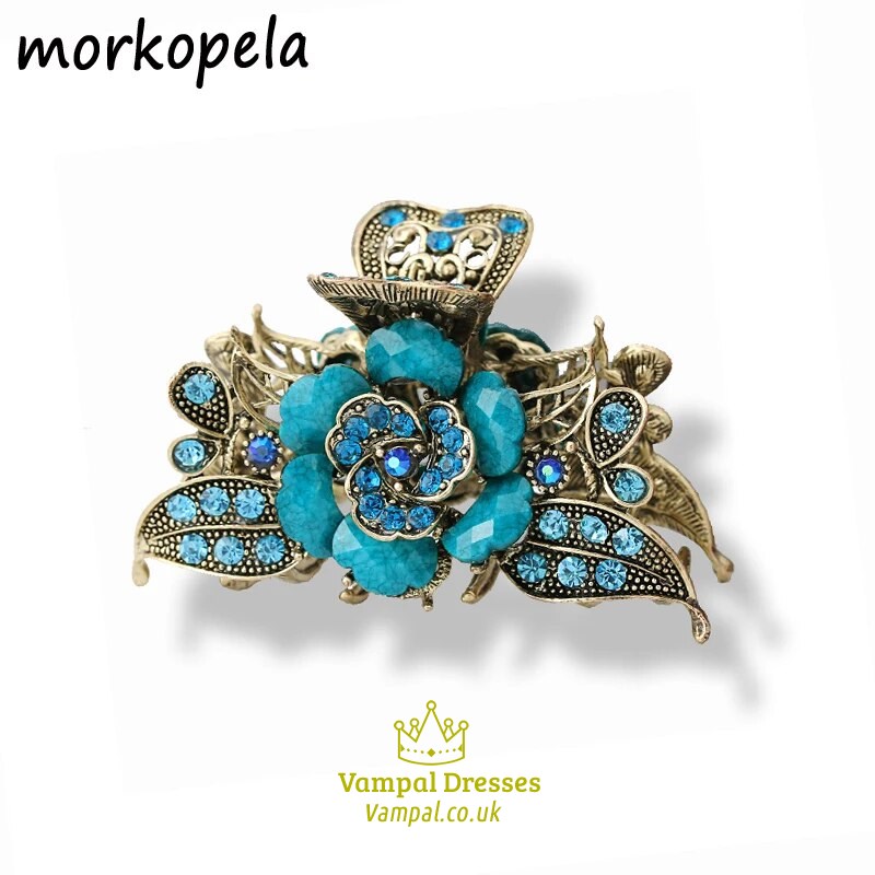 Vintage Metal Rose Flower Hair Claw Clip