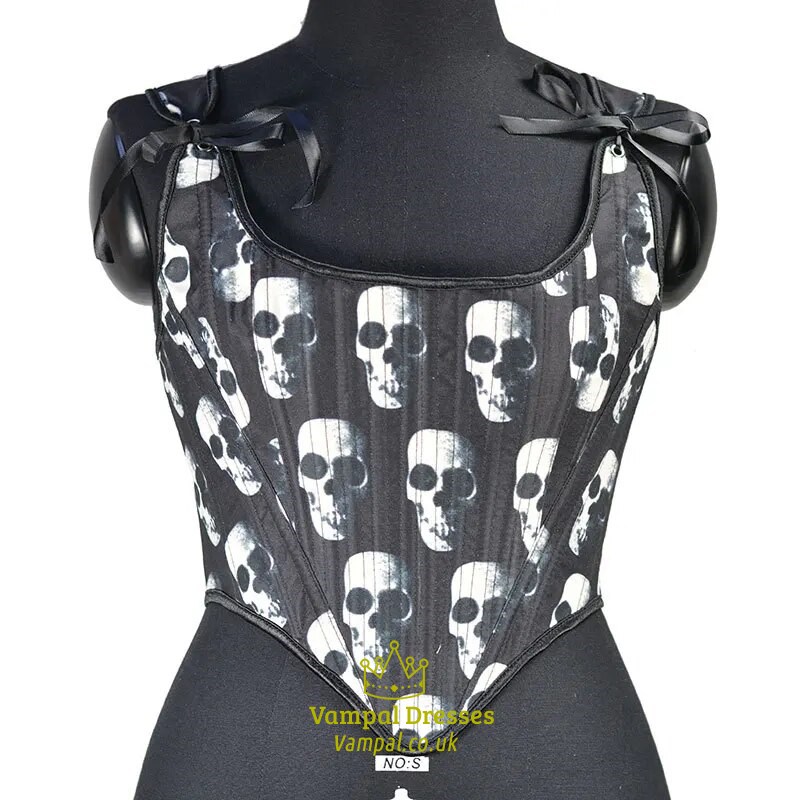 Skull Head Corset Top With Spine Back Detail