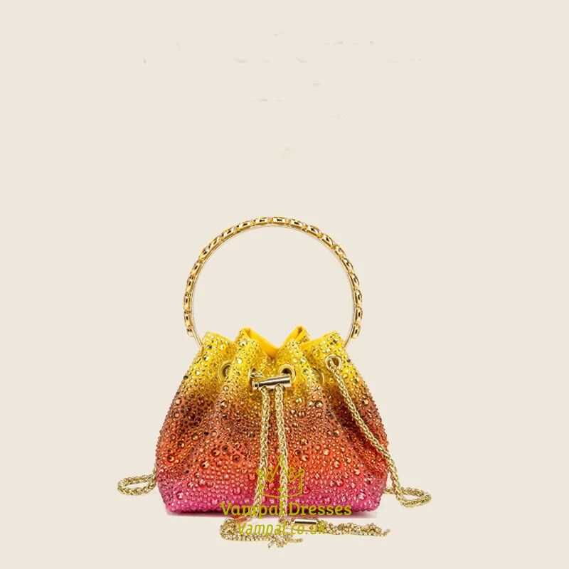 Rhinestone Evening Clutch Bag With Crystal Shoulder Strap