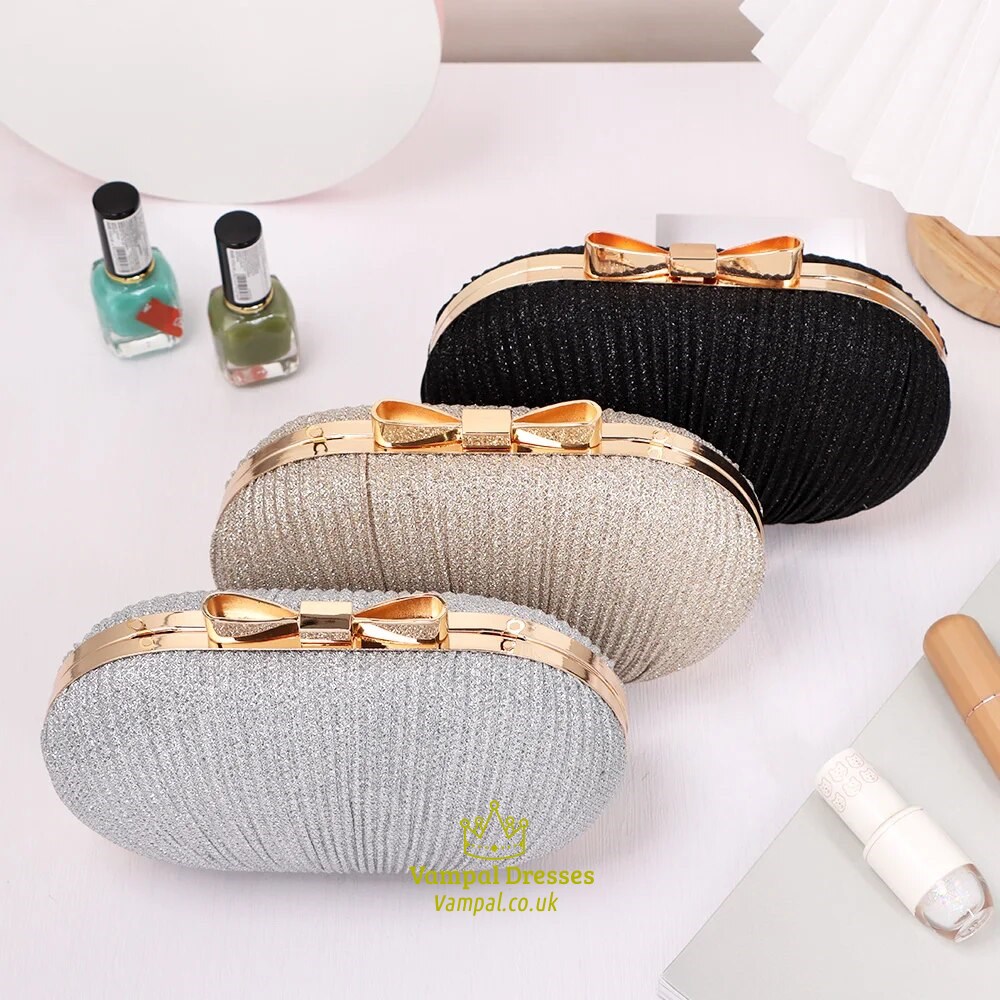 Egg Shape Rhinestone Evening Bag Beaded Chain Clutch Purse