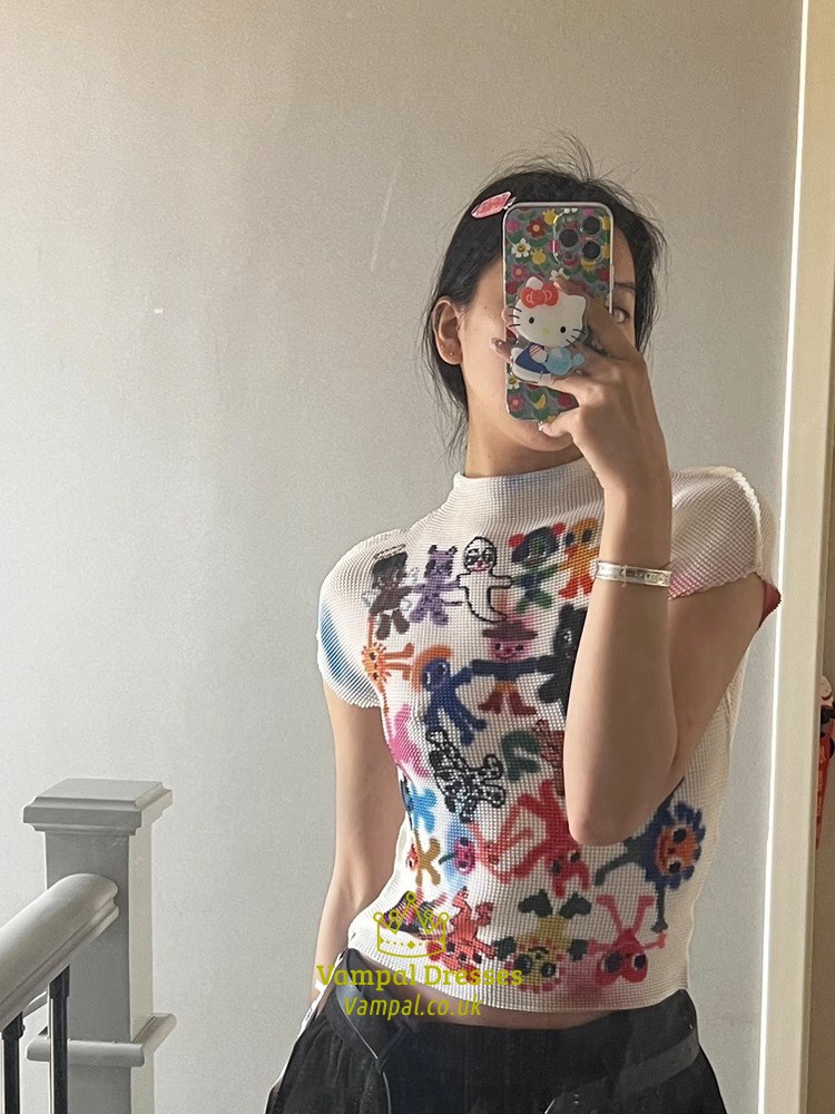 women's t-shirt harajuku korean graphic print short sleeve tee top clothes fashion vintage streetwear o-neck t-shirts summer