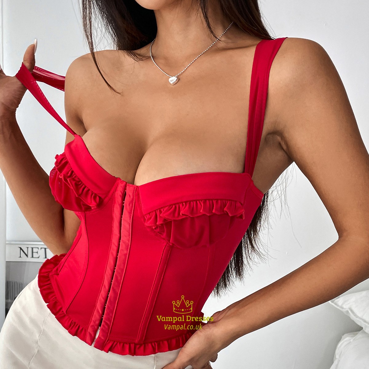 Sleeveless Sling Corset Crop Top - French Boned Bustier Tank Top