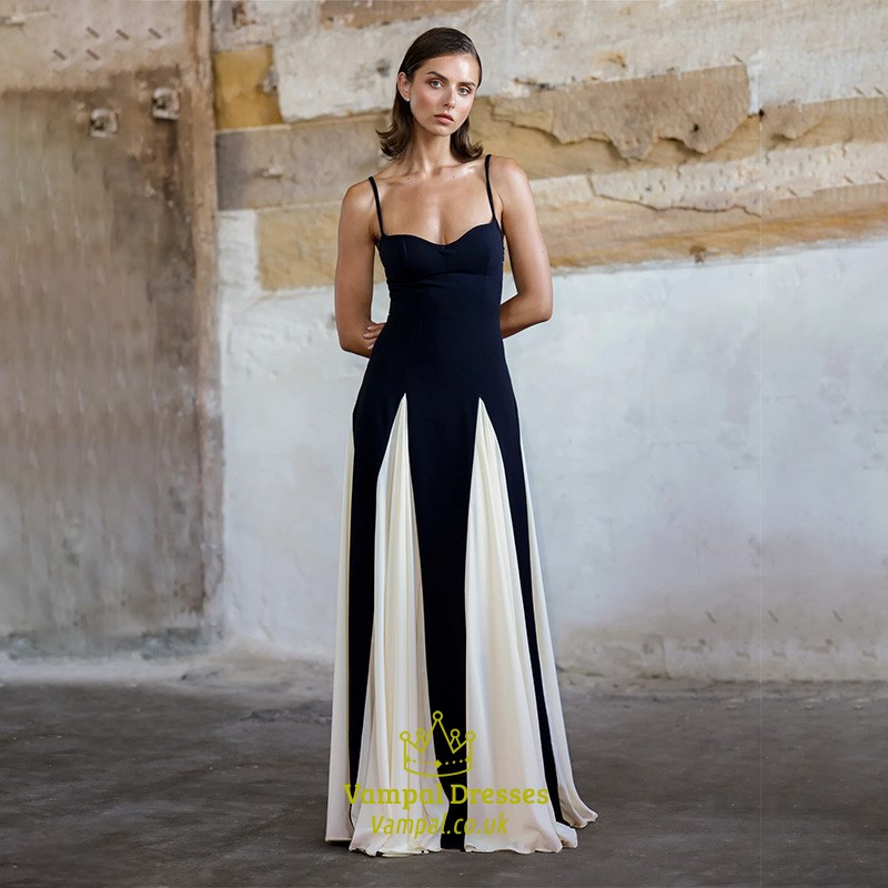 2024 summer elegant  female vestidos black white patchwork hem maxi dress women sleeveless bodycon sling party dresses