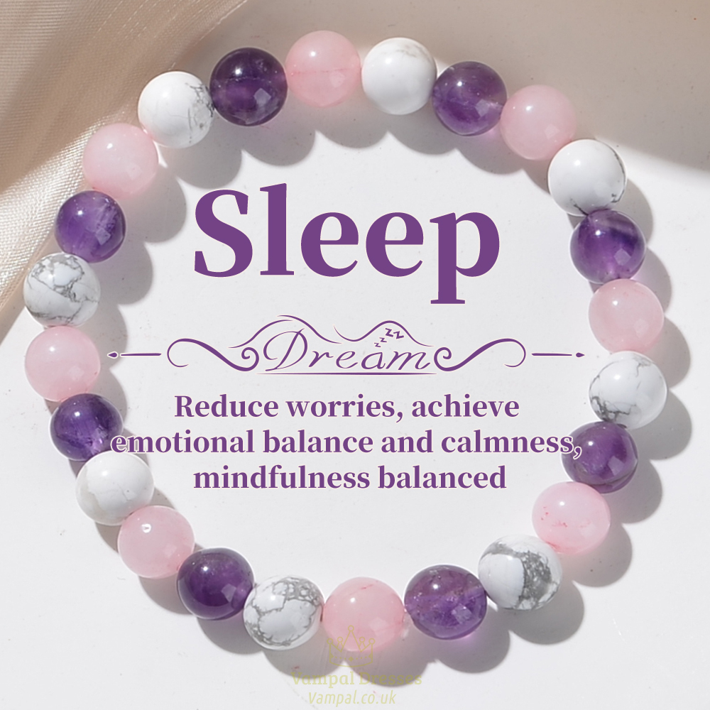 8Mm Natural Stone Sleep Bracelet - White Turquoise Amethyst Rose Quartz