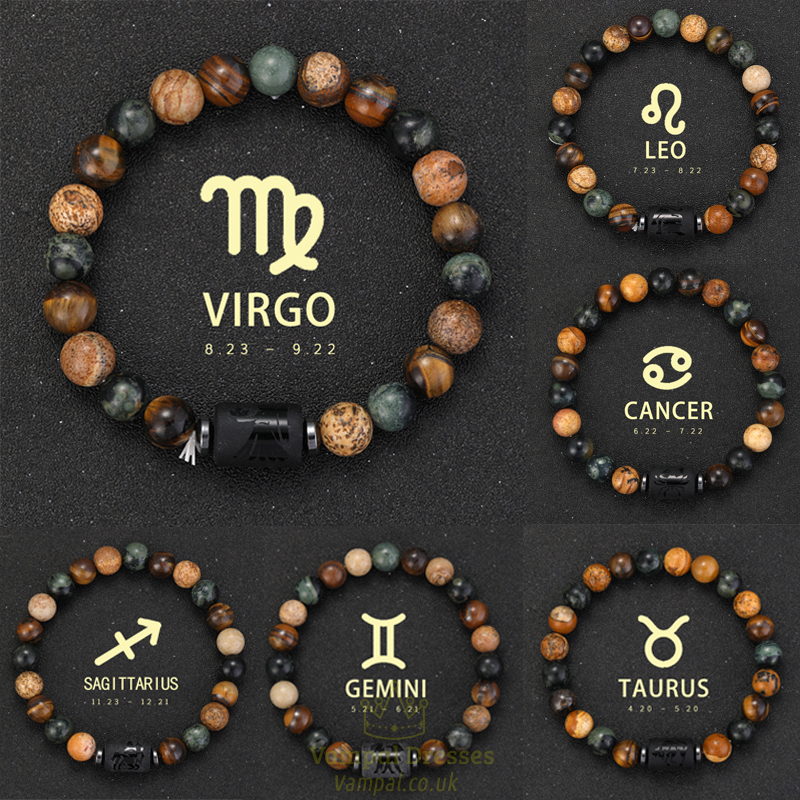 2 zodiac bracelet natural stone cancer virgo leo libra bracelet ladies men couple friendship jewellery gift bracelet jewellery