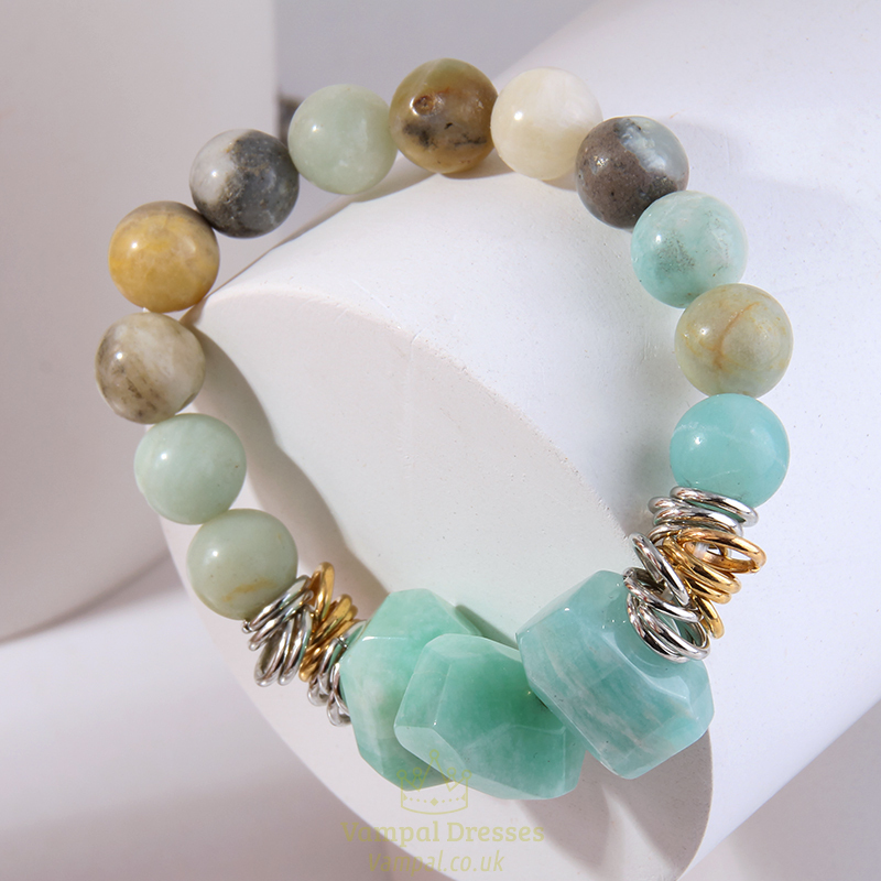 Natural Stone Bead Stretch Bracelet For Women