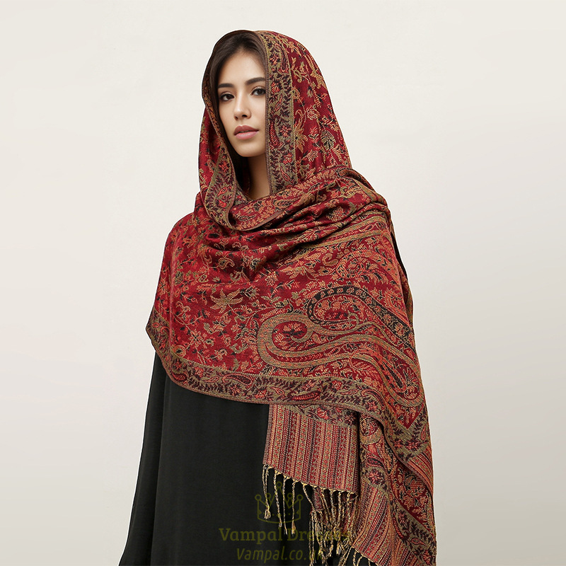 paisley pashmina shawl scarf women jacquard cashew printed scarves borders female tassel travel blanket wraps ethnic shawls