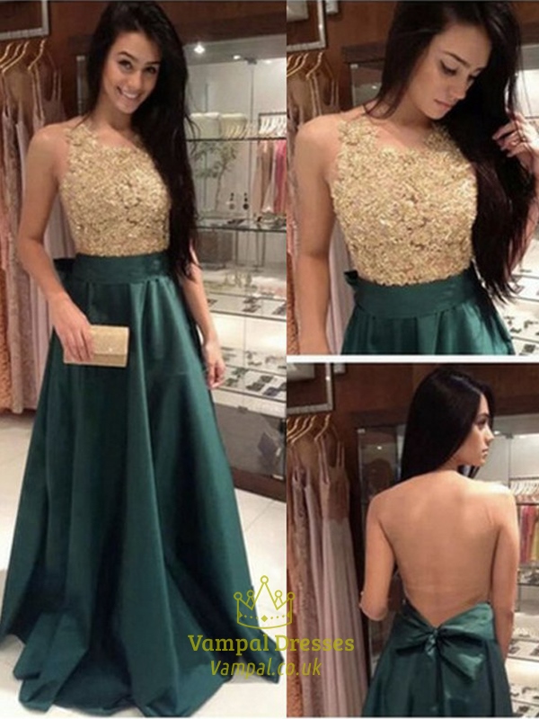 Bodenlanges Kleid mit Paillettenoberteil, Verzierungen, transparentem Rücken und Schleife