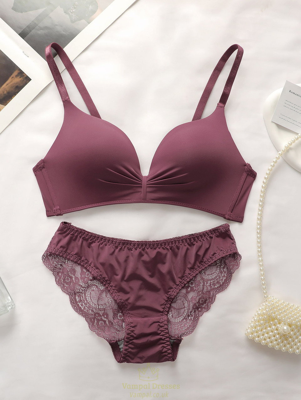high quality hot selling women's wireless two-piece butterfly solid color underwear women's lace underwear set b2046