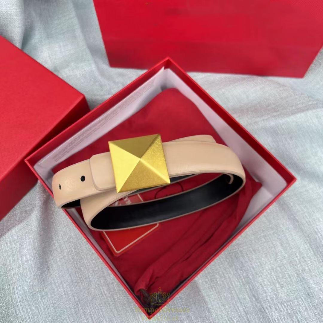 Thin 2.5Cm Leather Belt With Metal Buckle For Women