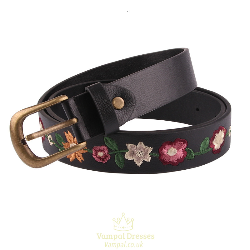 Bestickte Blumen Verzierung Damen Gürtel Retro Klassischer Chinesischer Stil