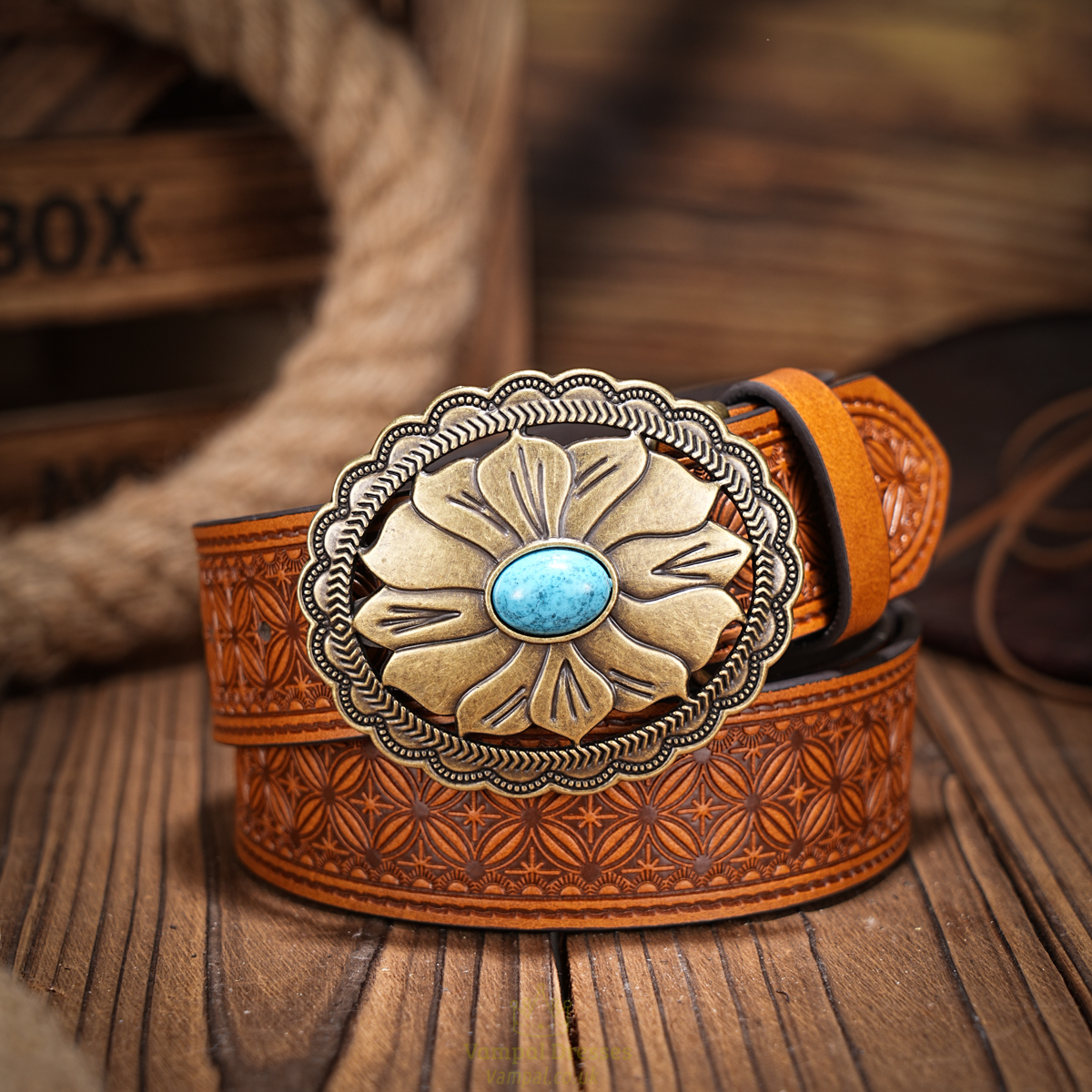 Decorative Printed Carved Denim Waistband Belt