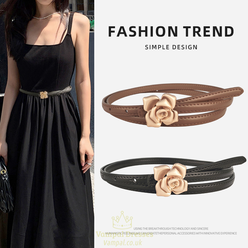 Fashion Rose Girdling Belt With Alloy Buckle For Women