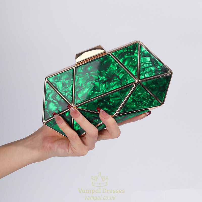 Acrylic Metal Rhombus Evening Bag Chain Shoulder Crossbody Clutch