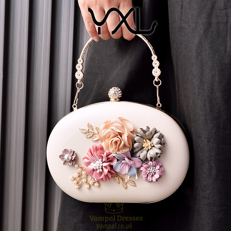 Floral Pu Fabric Shoulder Evening Clutch Bag