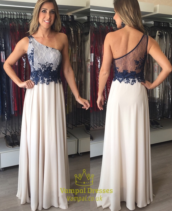 One Shoulder transparenter Rücken Spitzenoberteil Chiffonrock Brautkleid
