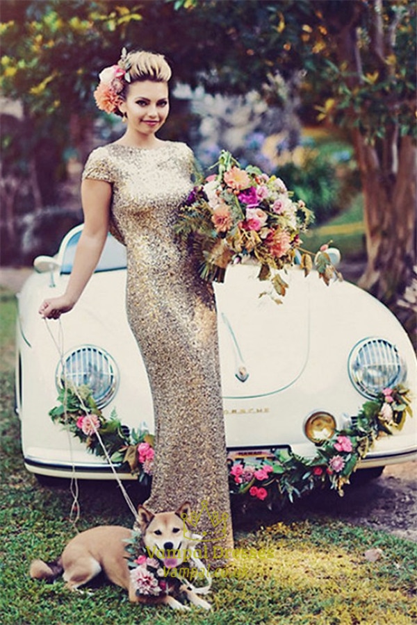 Bodenlanges Prom-Kleid mit offenem Rücken, Paillettenverzierungen und Etui-Schnitt