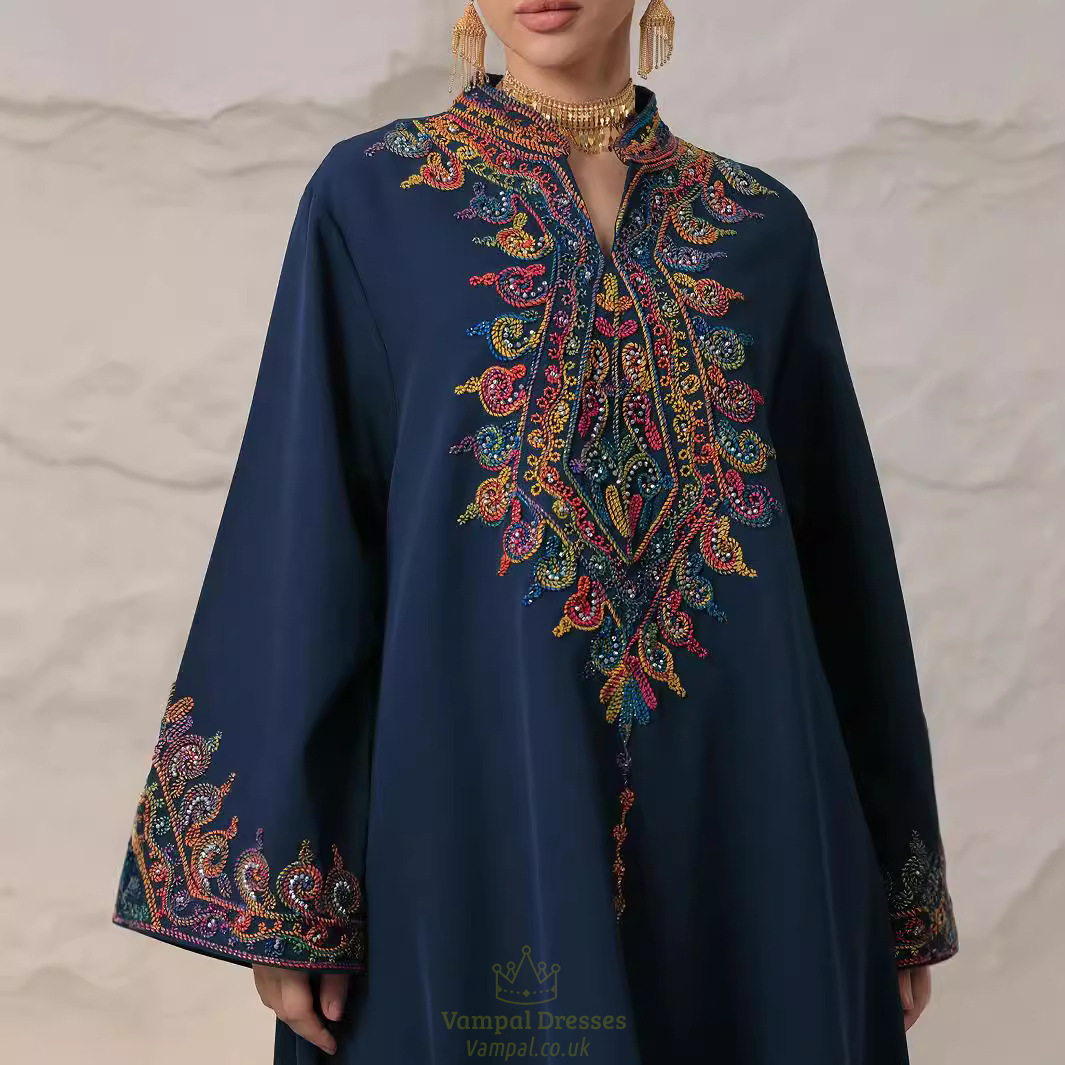 embroidered abayas for women muslim evening eid party dress kaftan dubai turkey robe arabic islam jalabiya caftan marocain femme