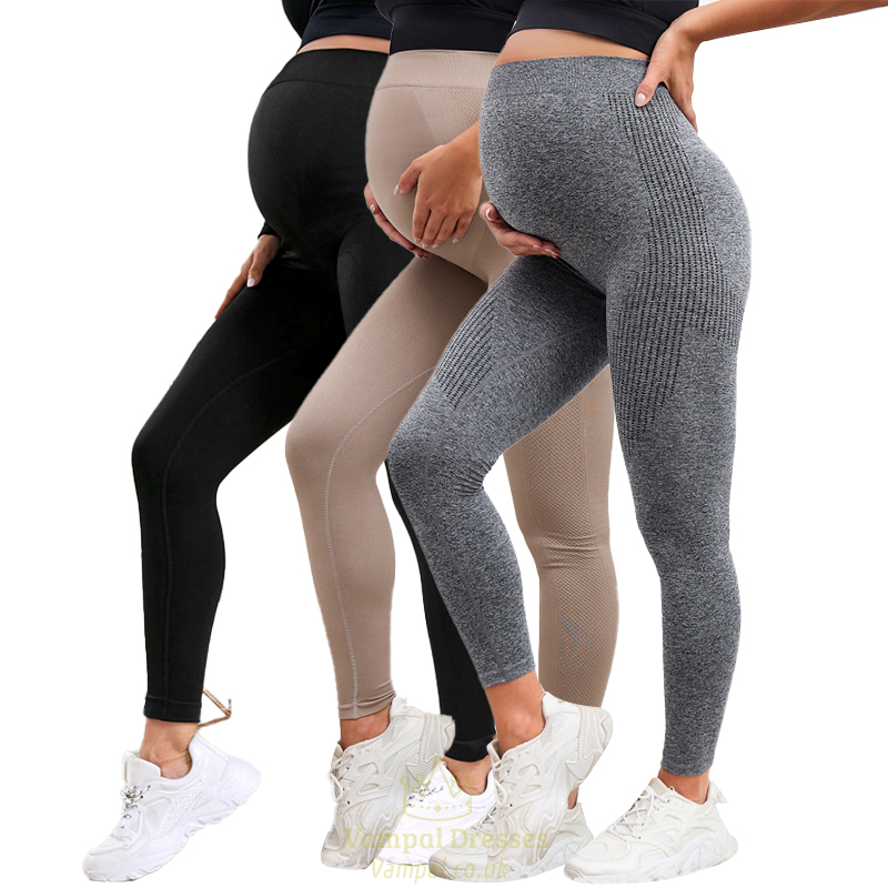 Elastische High Waist Umstands-Leggings Mit Bauchstütze