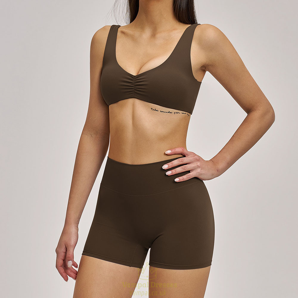 Yoga 2 Piece Workout Set für Damen stoßfester Sports Bra Cycling Shorts