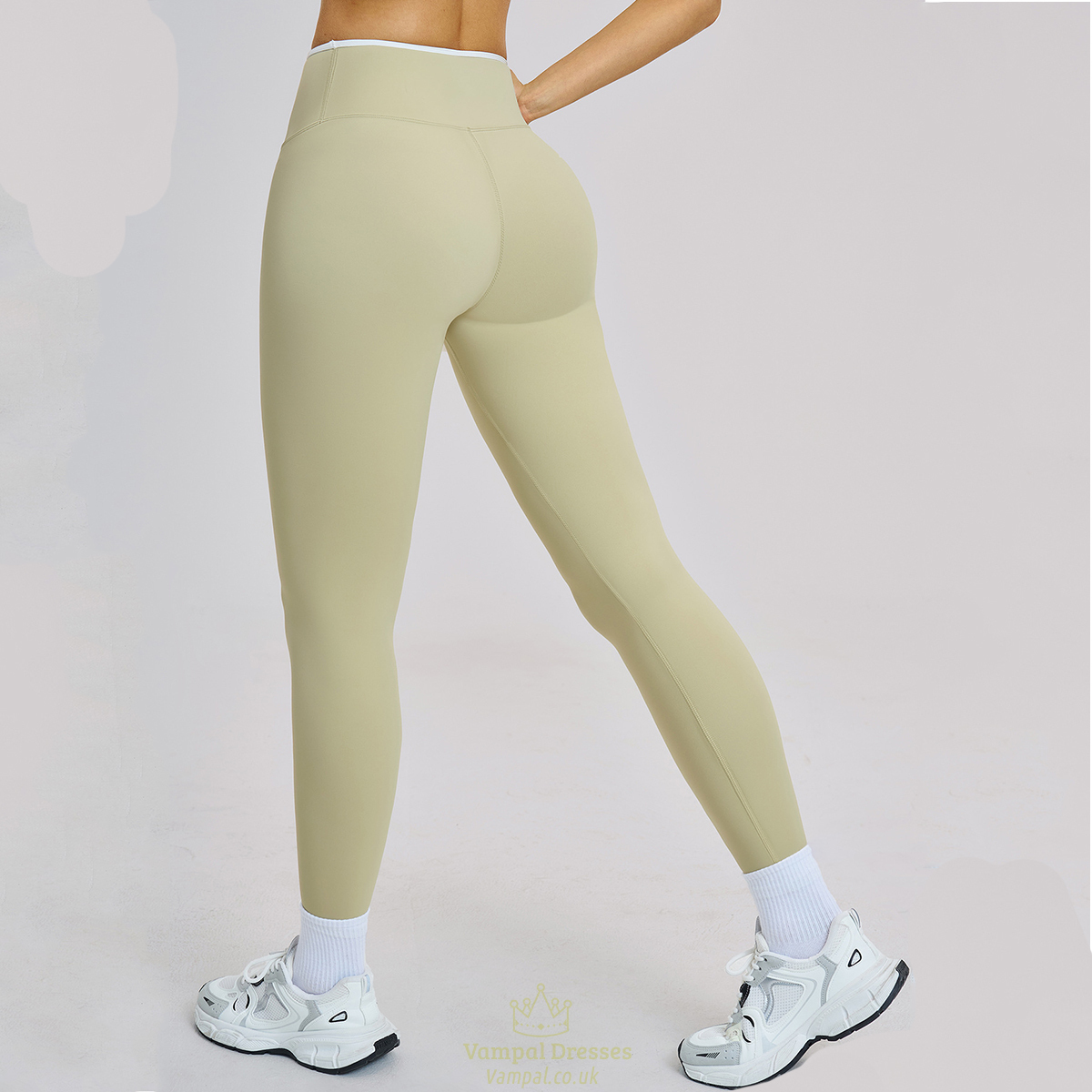 Hohe Taille Einfarbige Yoga Leggings - Push Up Butt Gym Workout Hosen