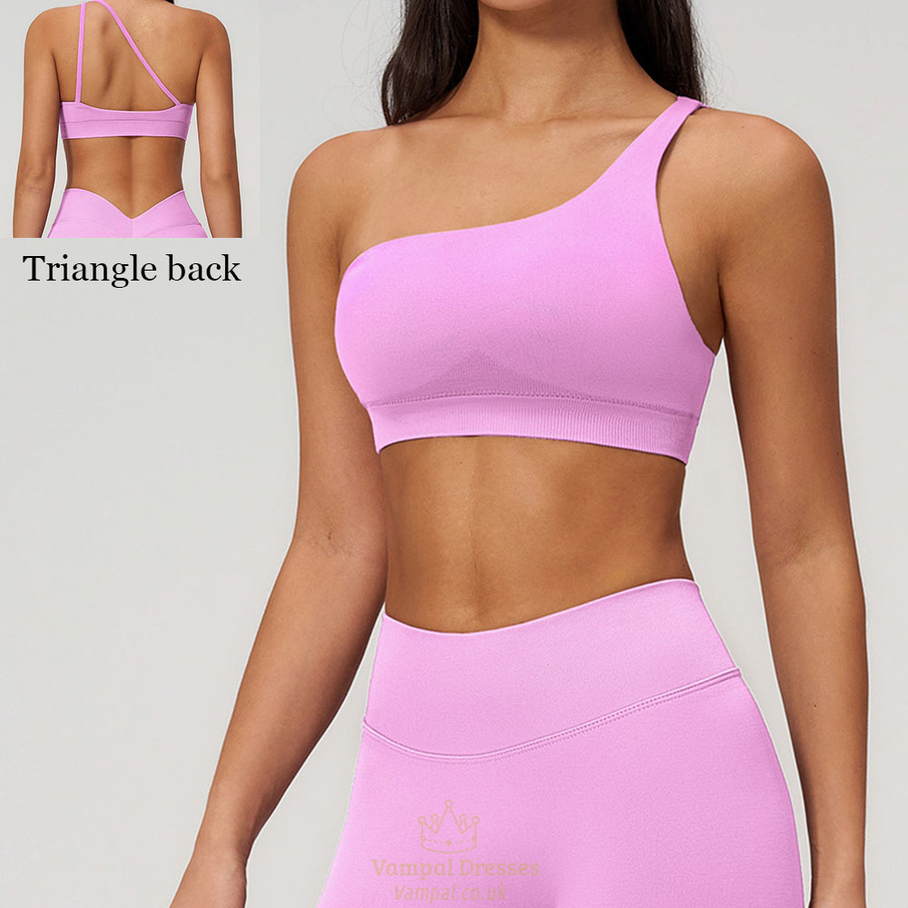 Nahtlose One Shoulder Sport-BH Atmungsaktiv Shockproof Workout Top