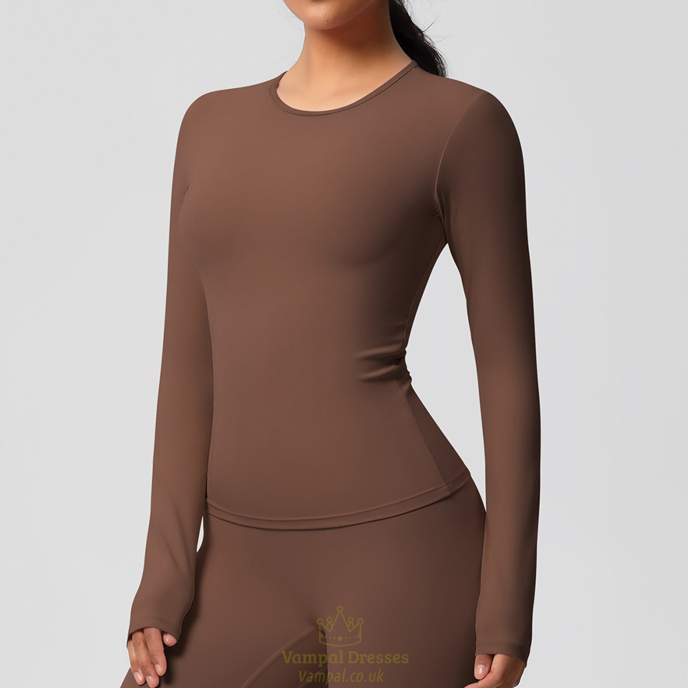 Langarm Push Up Crop Top Yoga-Shirt für Damen