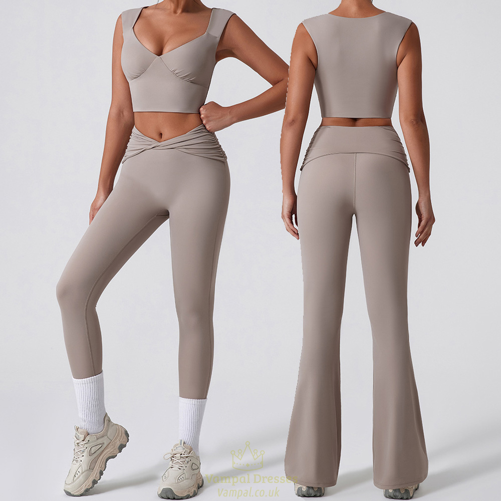 women's High Waist Bell Bottom Yoga Set 2 Piece Sports Bra & Leggings