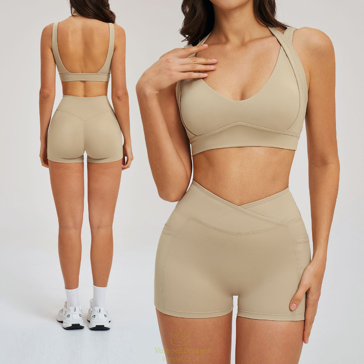 women's High Waist Cycling Shorts & Yoga Bra Set