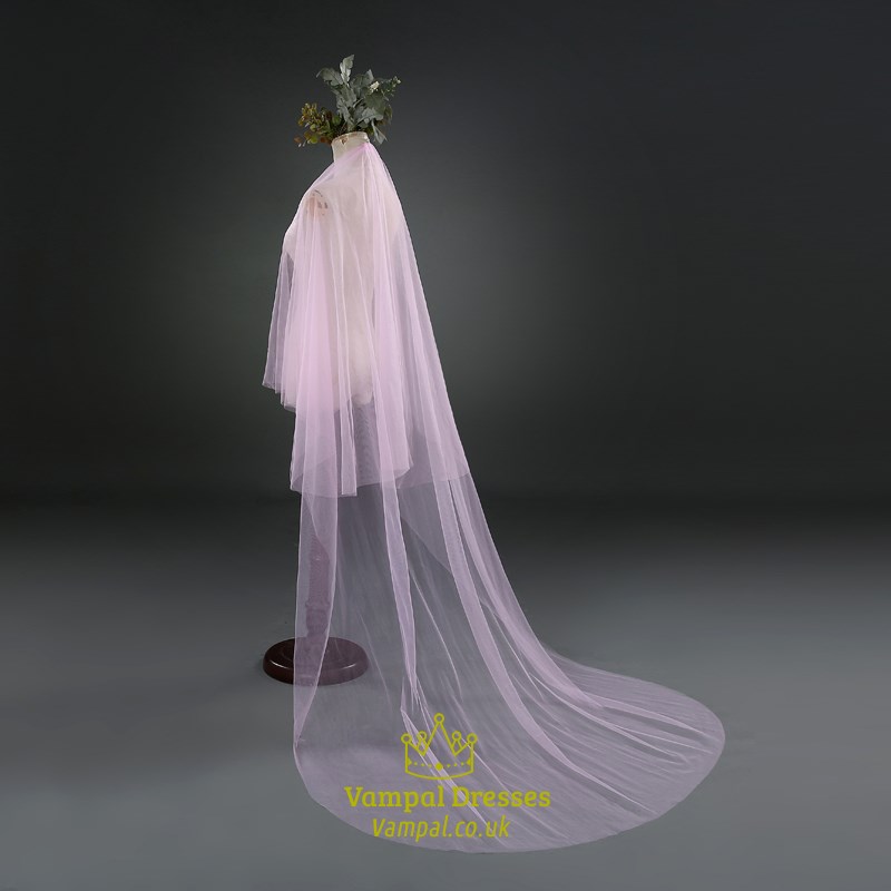 Einlagiger rosa schlichter Tropfen-Kapellen-Brautkleid mit Rohkante