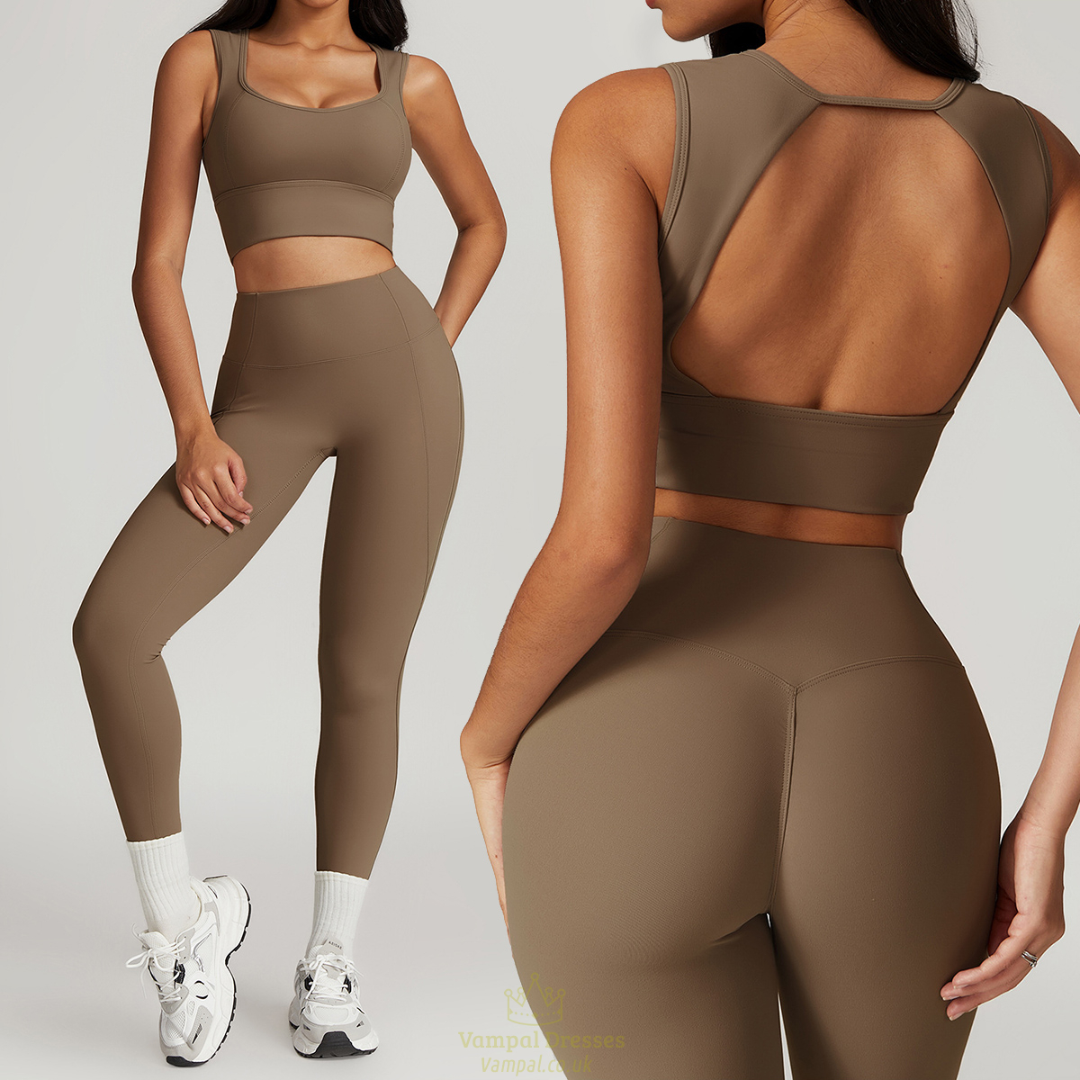 women's Yoga Fitness Sports Set With High Waist Leggings