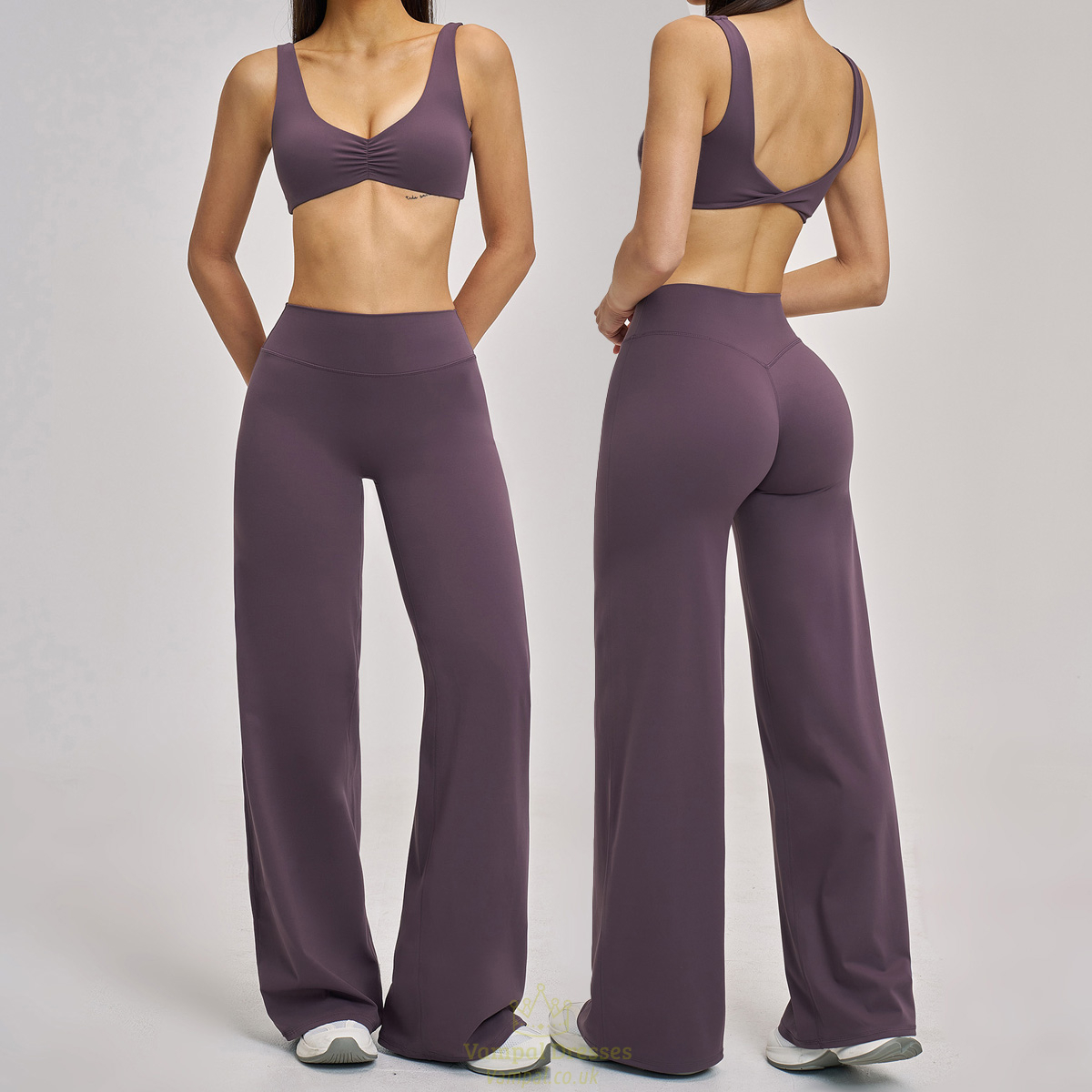 women's Yoga Tracksuit Set With Sports Bra And Bell-Bottom Pants