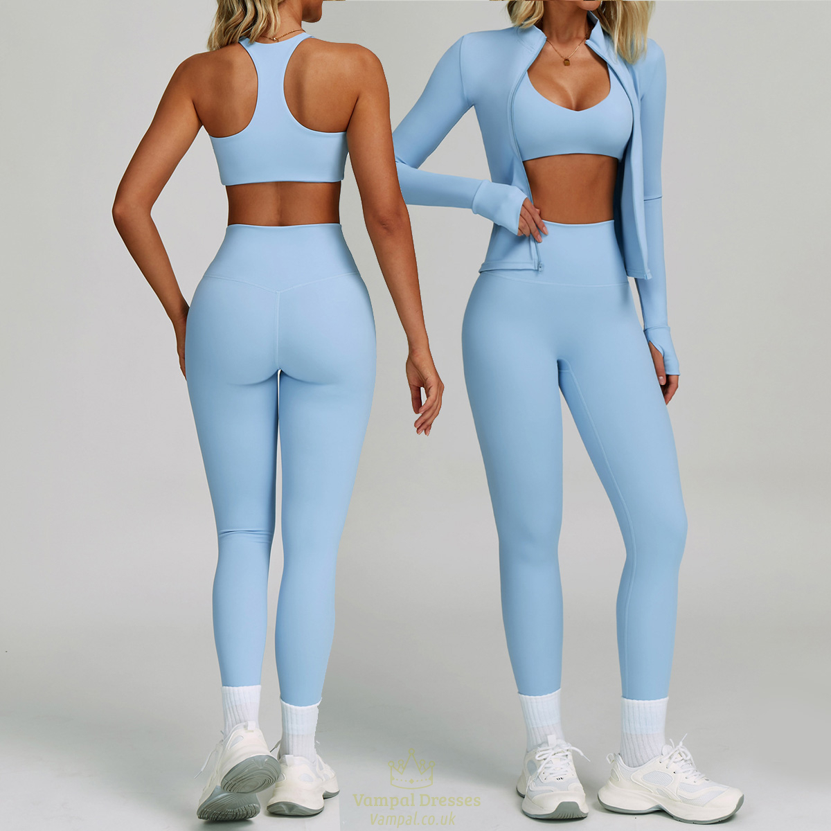 yoga Set Women Tracksuit Running Sportswear Long Sleeve Jacket Leggings Shorts