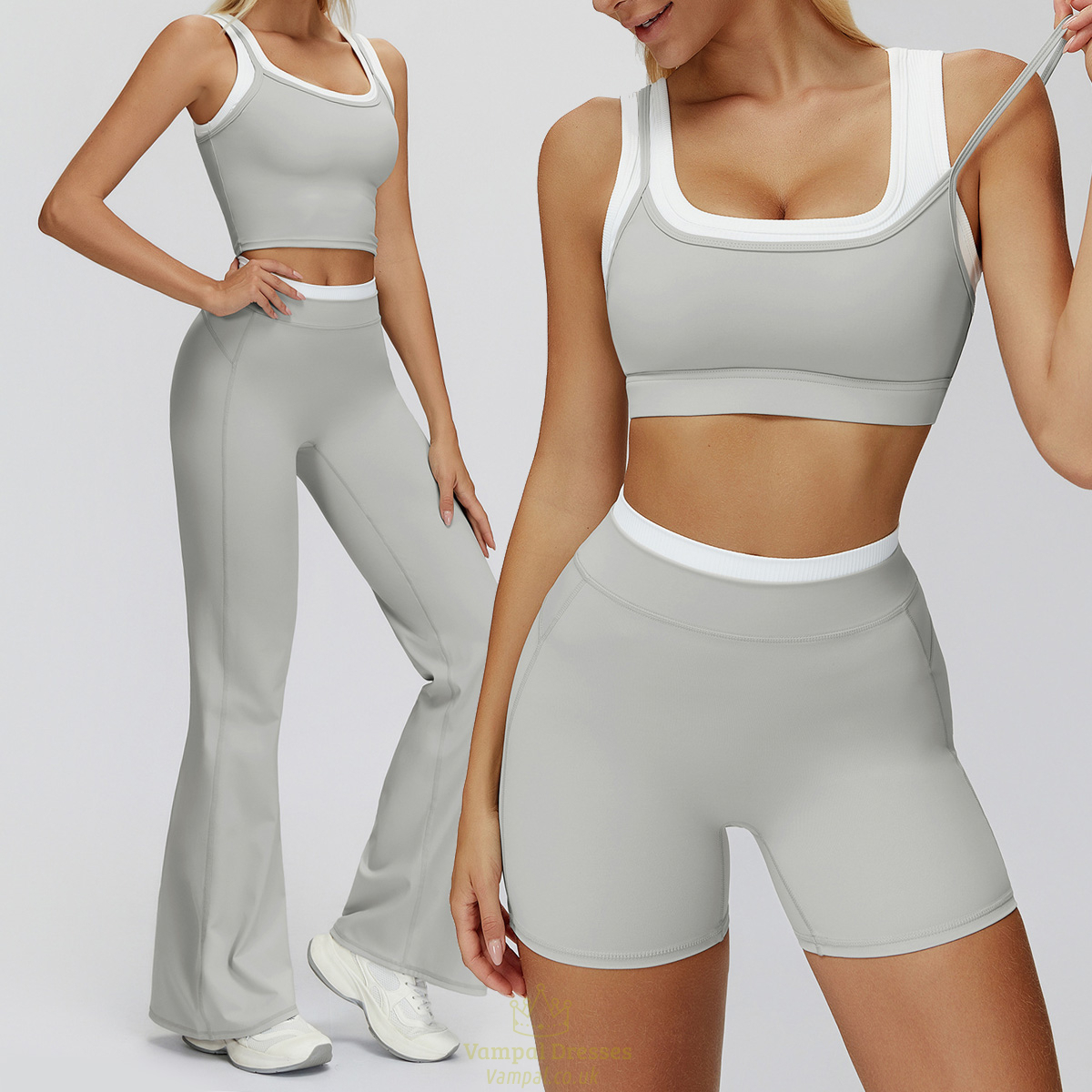 women's Yoga Set Flared Leggings Sports Bra Tank Top