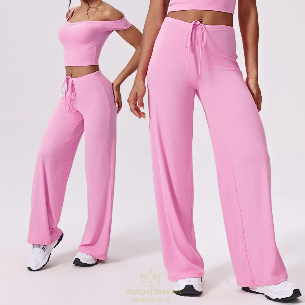 seamless Yoga Set With Crop Top And Straight-Leg Pants