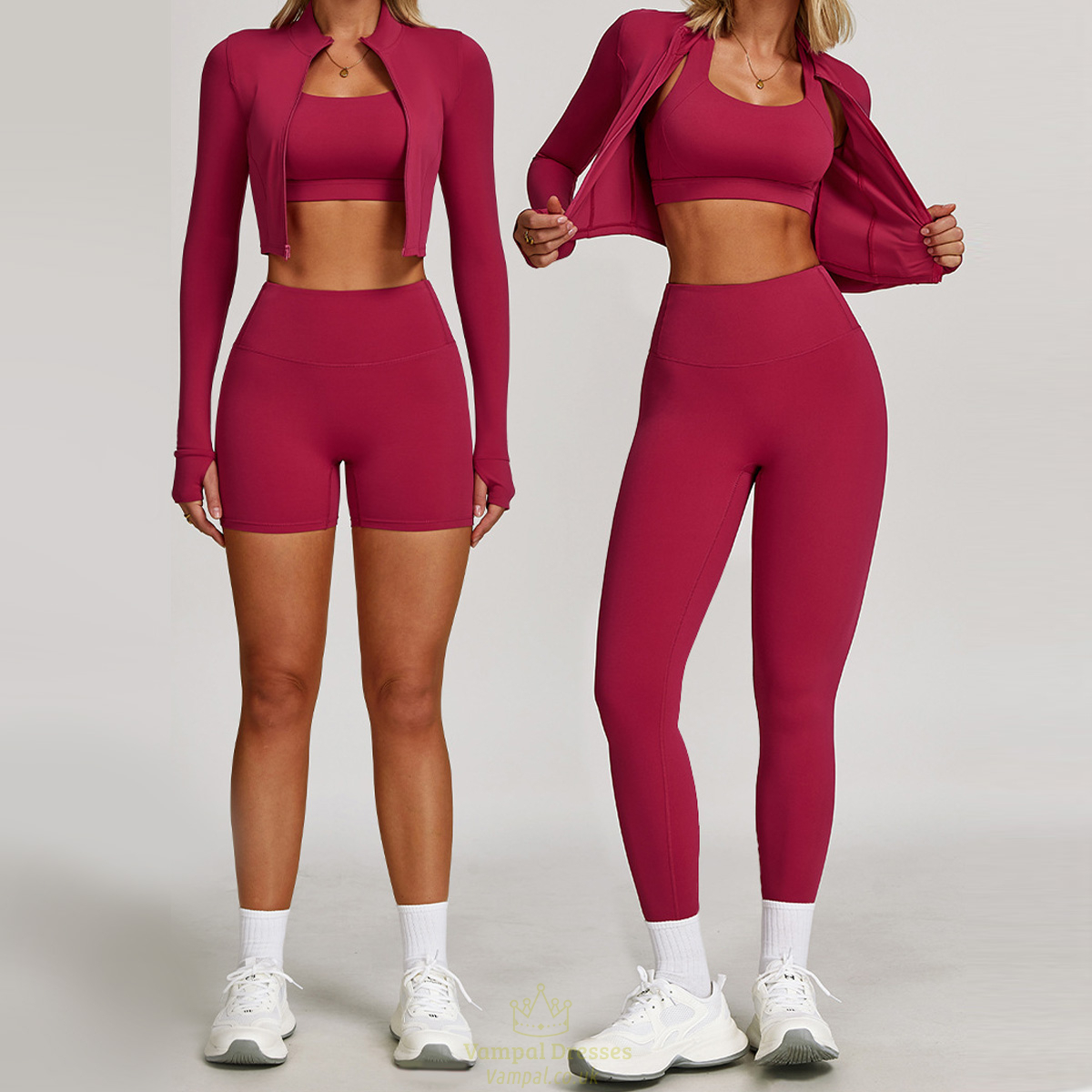 women's Yoga Tracksuit Set With Long Sleeve Jacket And Leggings