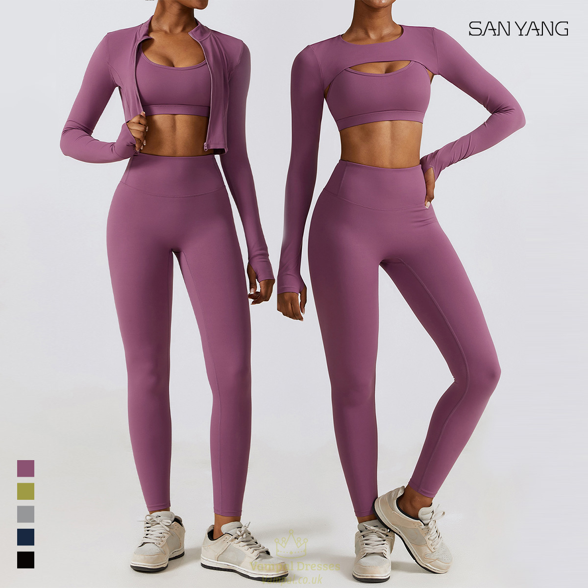 seamless Long Sleeve Yoga Set With High Waist Leggings
