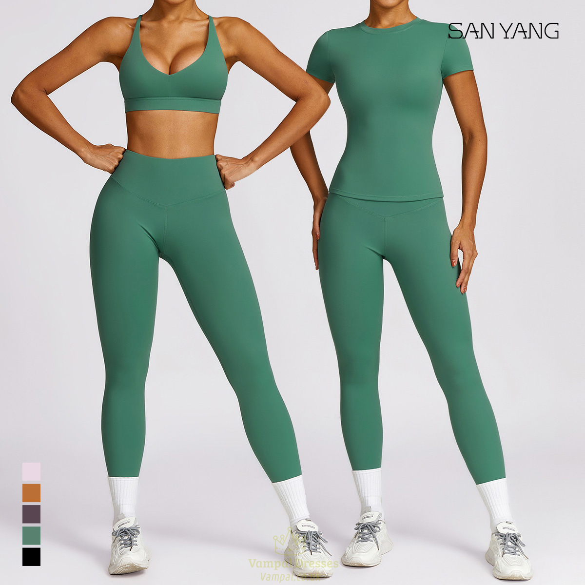 zipper Long Sleeve Yoga Set With Sports Bra And Leggings
