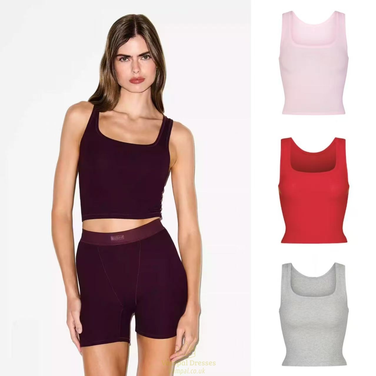 kim Cotton Rib Tank Top Sleeveless Strapless Slim Fit