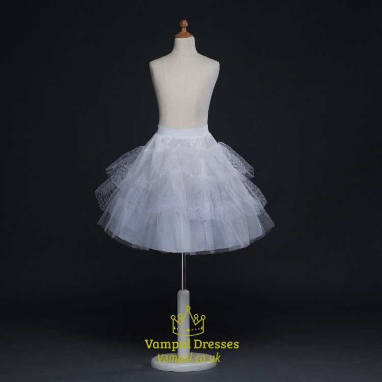 Kurzer A-Linie weißer Petticoat aus Tüllnetz und Polyester
