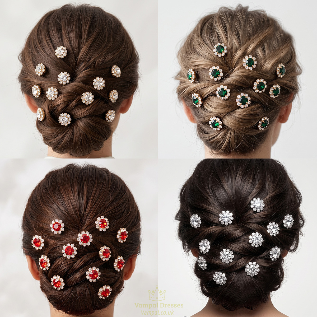 floral Rhinestone U-Shaped Hairpin Set For Bridal Wedding